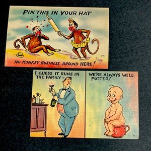 2 funny vintage postcards